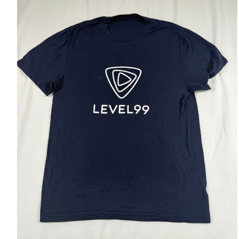 Level 99 Graphic T-Shirt Mens Navy Blue Short Sleeve Crewneck Logo Tee